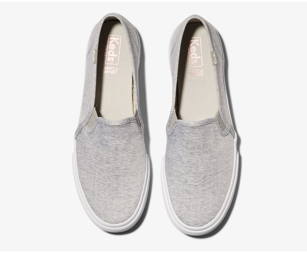 Slip Ons Keds Femme Grise - Double Decker Heathered Woven - 938-ZHBOLV